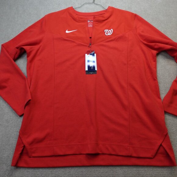 Washington Nationals Jacket 2XL Red 1/4 Zip Embroidered UPF 40+ Nike NEW - Picture 1 of 9